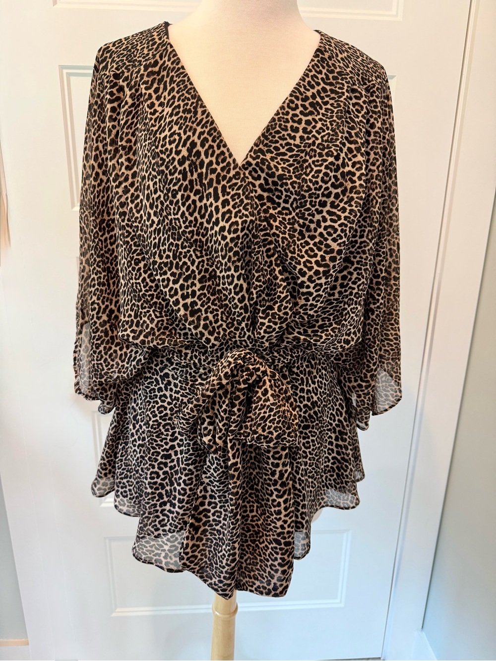 City Chic Leopard Print Faux Wrap Blouse blouse - Brown, Black & Tan Plus Size
